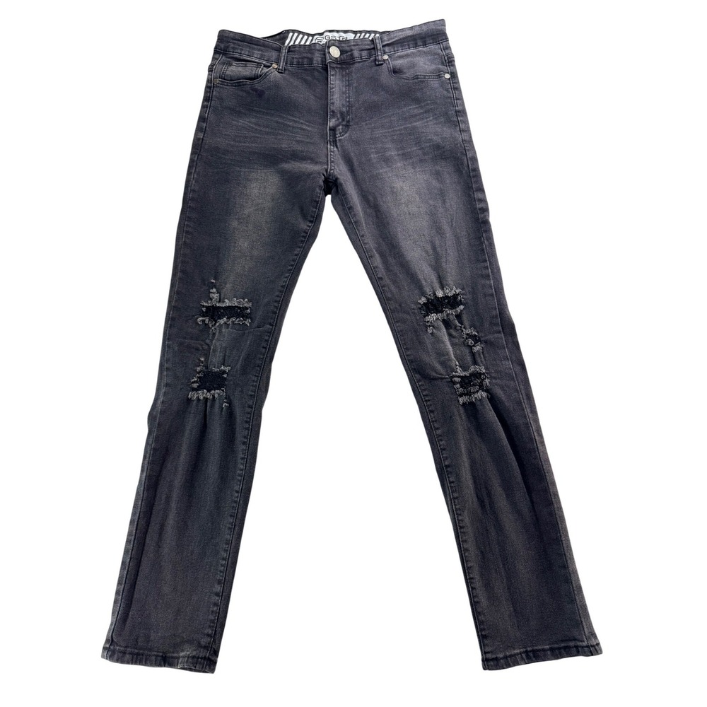 GSTR Men's Black Washed Distressed Slim Fit Jeans‎ Size 34x30 *INK SPOTS*